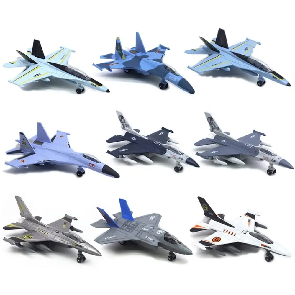 Diecast Fighter Aircraft Toy Pullback & Go F16 F22 F35 Aviao Plane Model Simulation with Light Sound Jet Plane Toy Boy Gift