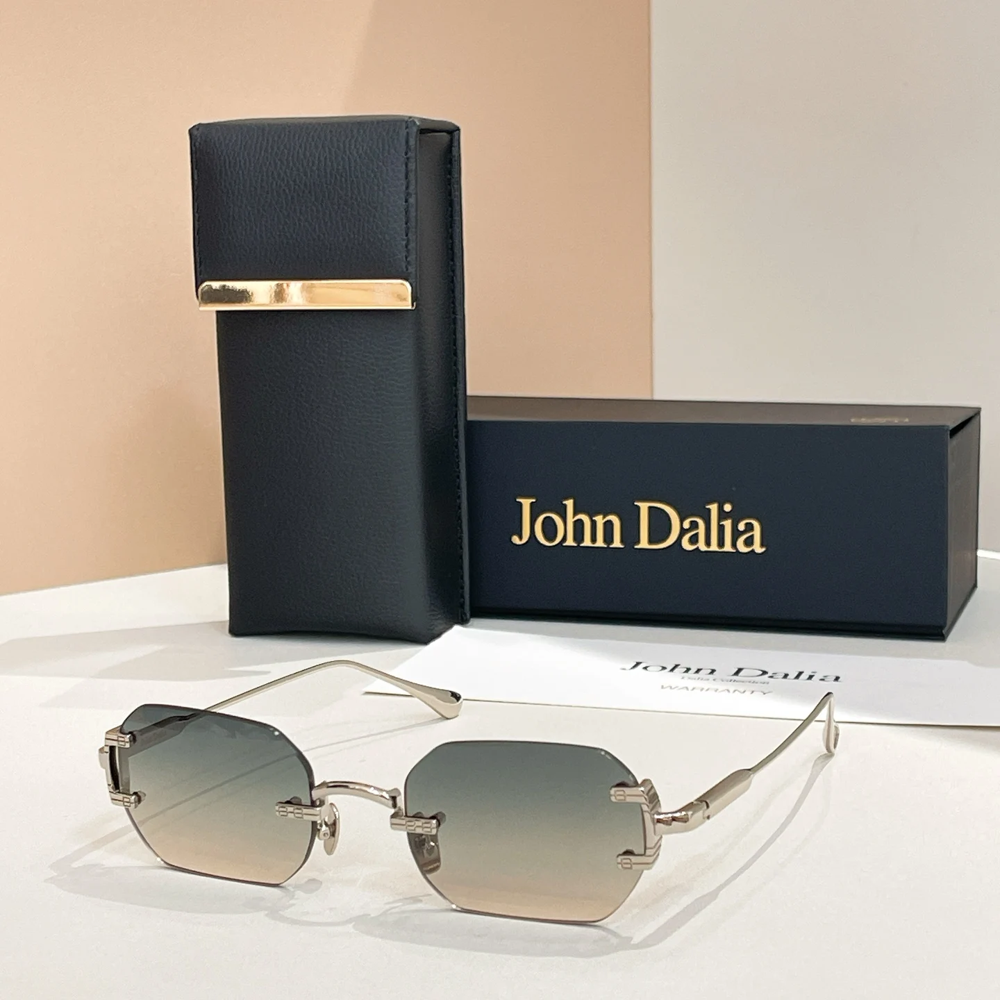Voor JOHN DALIA JD AMARU mode Randloze Outdoor Sport Zonnebril Mannen Gepolariseerde UV400 Premium Vrouwen Paar Brillen Met Doos