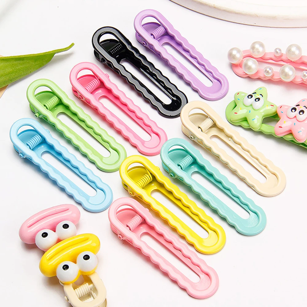 10 Pieces Metal Duckbill Hairpin Wave Colorful Hair Clips DIY Fashion Woman Children's Hairpins 6cm Accessories Material