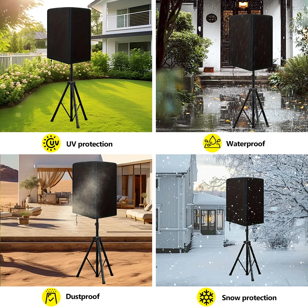 Waterproof Polyester PA/DJ Speaker Stand Covers UV Protection Dustproof Outdoor Cover for 15 Inch Powered 420D Oxford Cloth