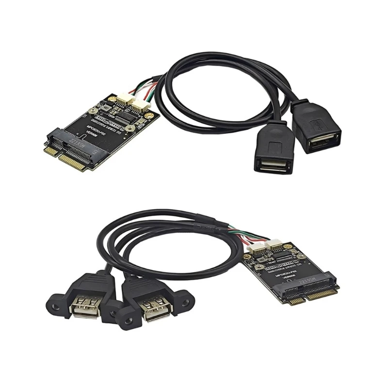 

PCIE To Two USB 2.0 Card Supports Multiple Systems mPCIe to 5 Pin 2 Port USB2.0 Converters For Desktop