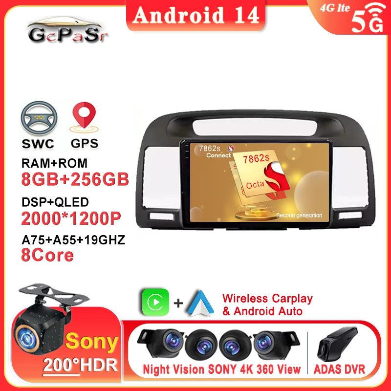 

Android 14 Car For Toyota Camry 5 XV 30 2001 - 2006 High-performance Multimedia Player QLED Screen No 2din DVD Auto Radio DVD