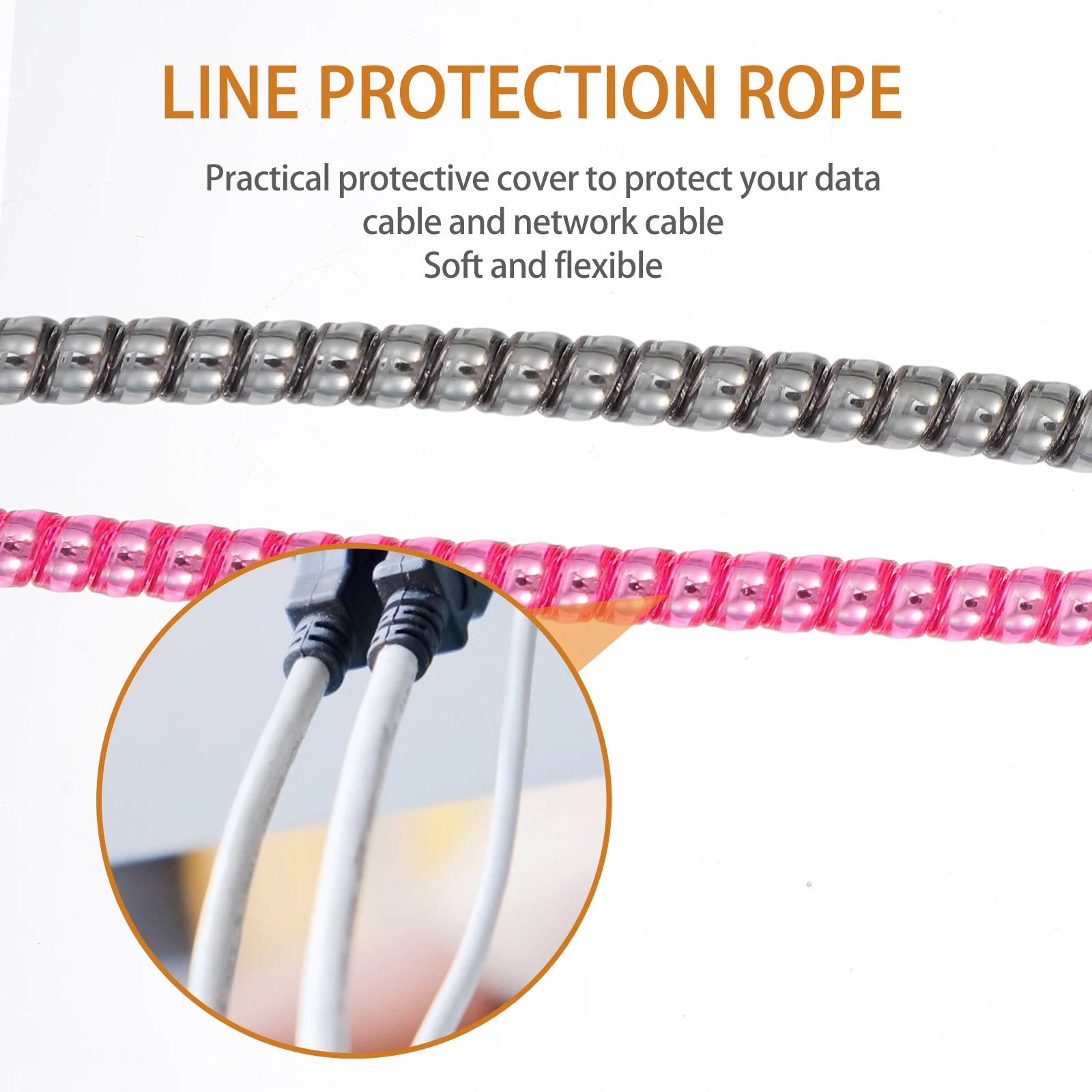 

8 PCS Spiral Cable Wrap Protection Rope Wire Sleeve Pvc Tubes Hide Cables