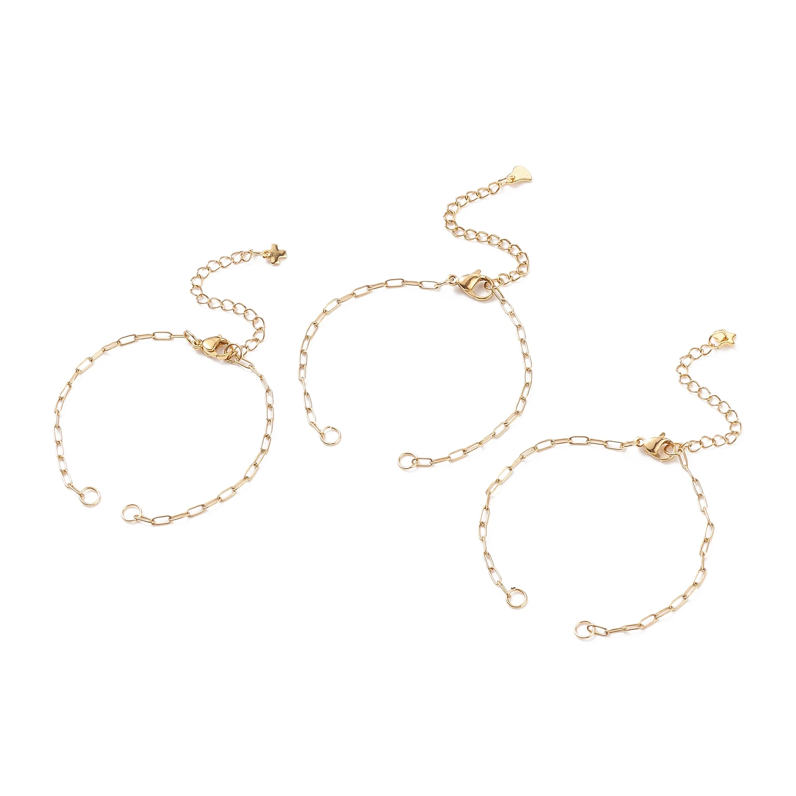 25Pcs Stainless Steel Paperclip Chains Connector Bracelet Makings with Jump Ring Extender Chain Lobster Claw Clasp