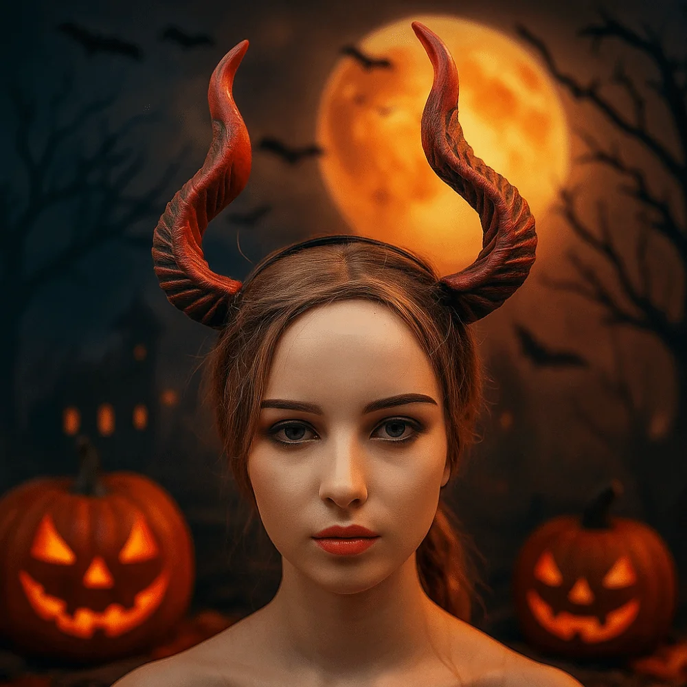 Funny Ox Horn Halloween Horns Headband Dark Series Halloween Headwear Cosplay Hairband PU Halloween Hair Hoop Men