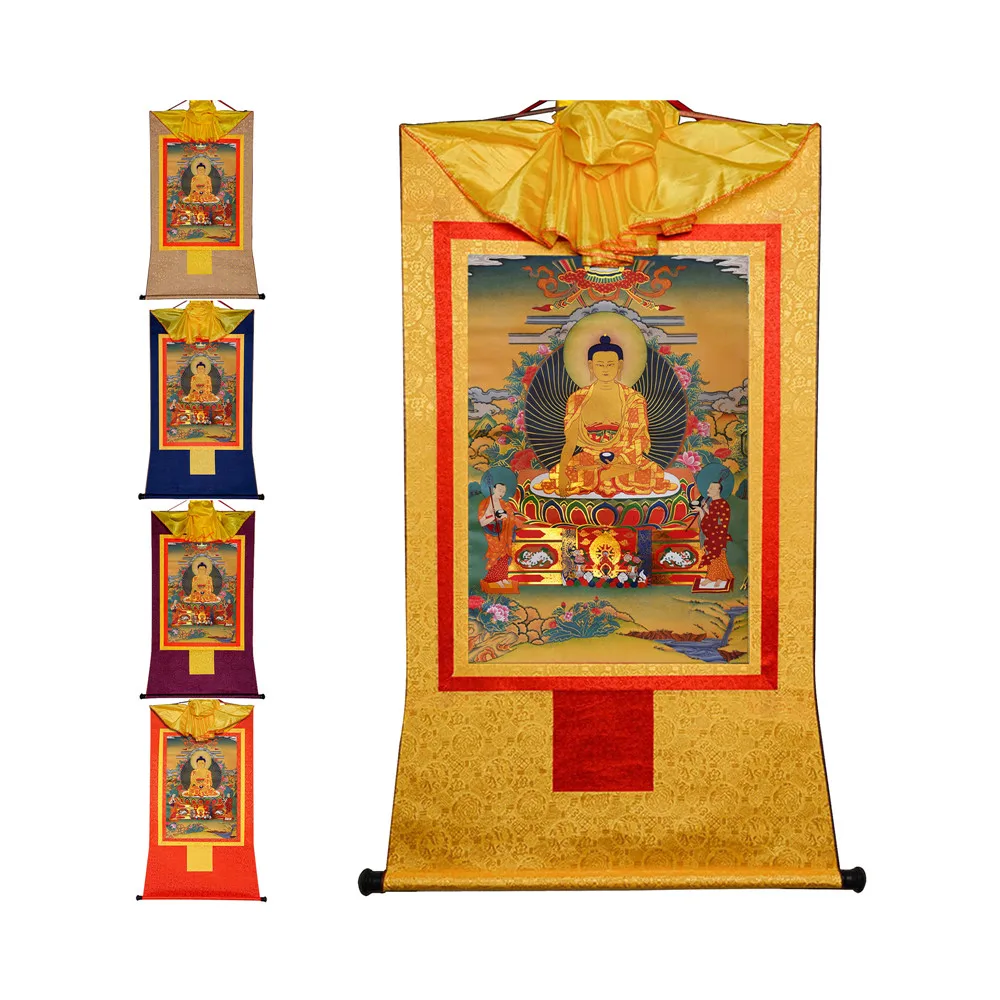 

Gandhanra Bronzing Printed Thangka Art - Shakyamuni Thangka,Hand Framed Tibetan Buddhist Thangka