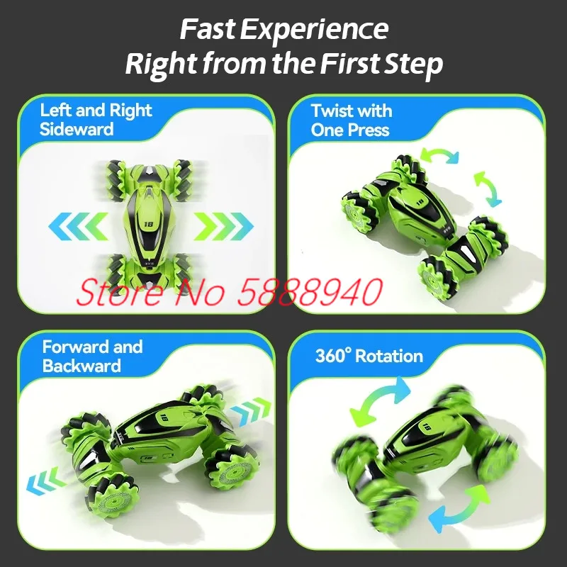 Gesture Sensing Dual Control Stunt RC Car 2.4G 1:18 One Key Deformation Smart Program MINI High Speed Remote Control Stunt Car