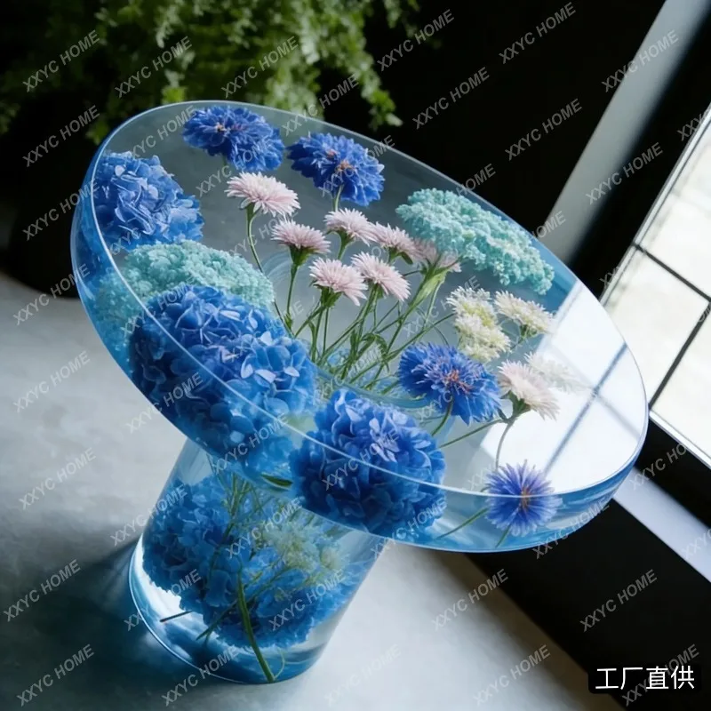 XXTransparent epoxy resin round edge few living room light luxury artistic custom furnitureft