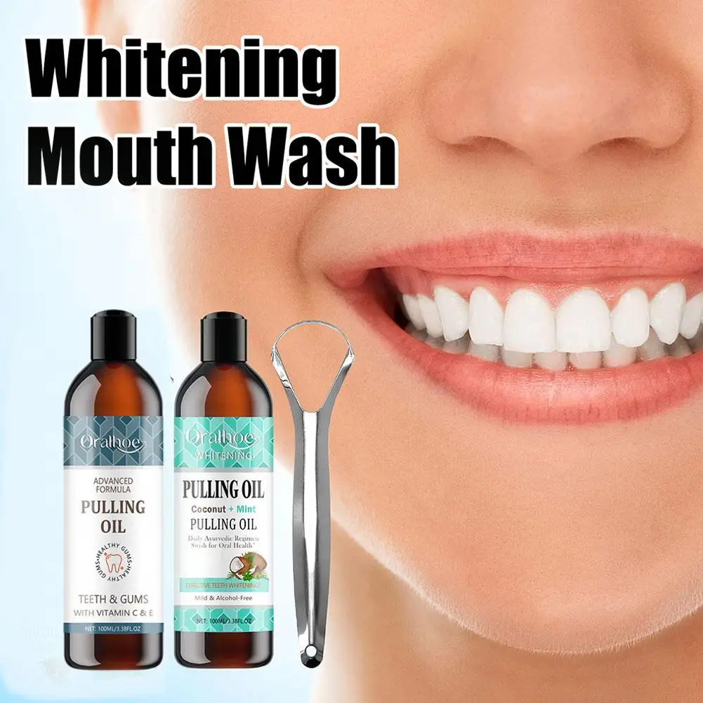 

100ml Suit Coconut Pulling Oil Natural Essential Oils Vitamin Mouthwash Whitening Alcohol Gum Free Breath Teeth 2024 New