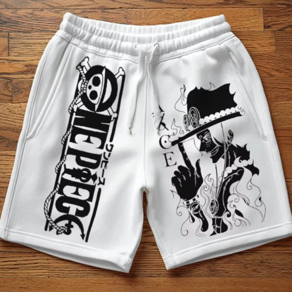 One Piece Luffy Printed Cotton Shorts Loose Men's and Women's Summer Breathable Sports Pants
