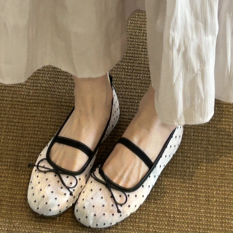 

Bow Single Shoes Women's Summer New Light Mouth Ballet Flat Shoes Women's Shoes