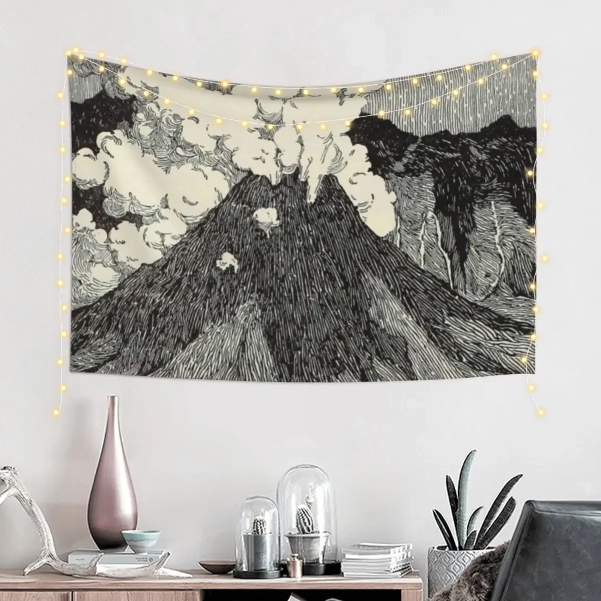 Naturalist Volcano Tapestry Wall Carpet Room Aesthetic Tapestry