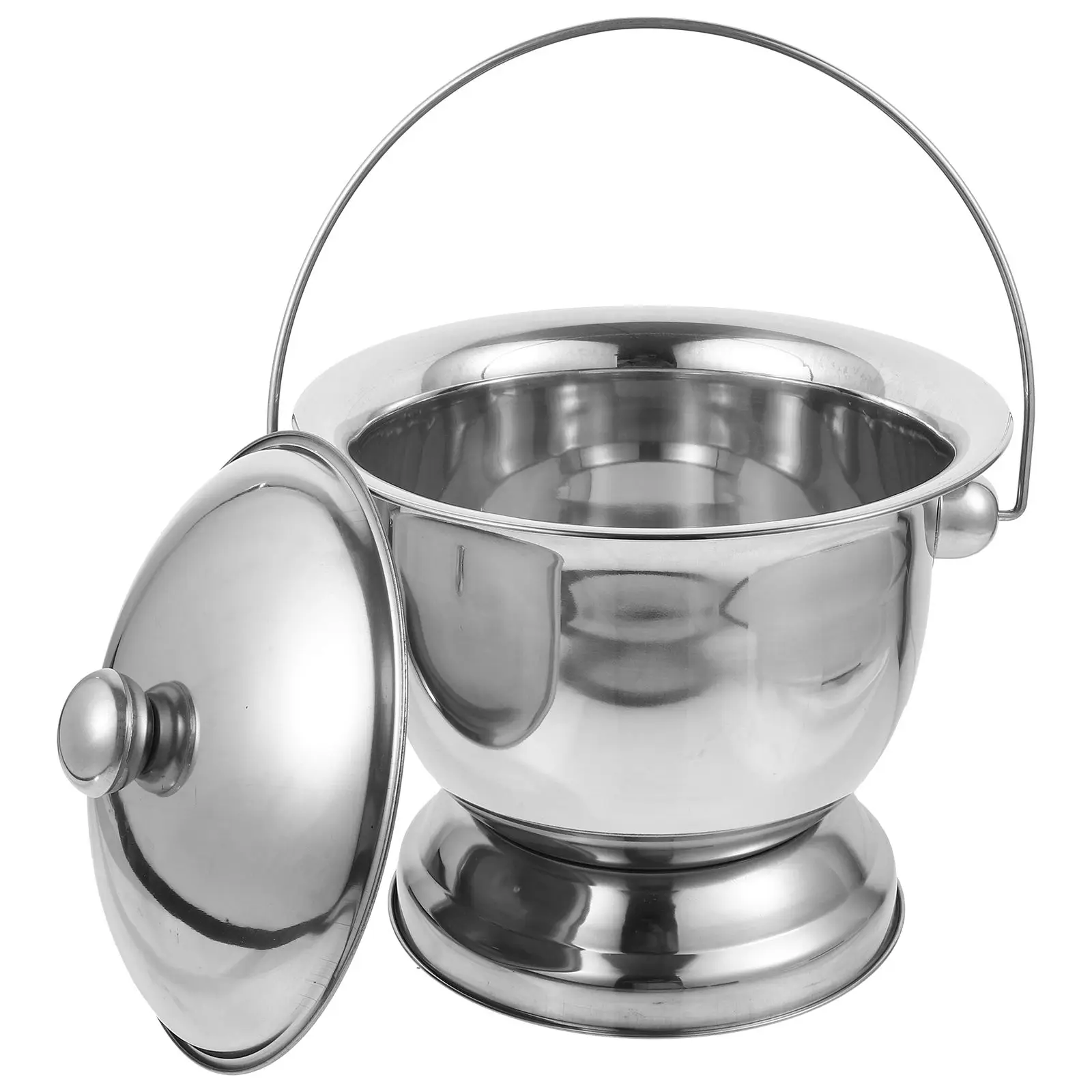 

1 set Stainless Steel Spittoon With Lid Portable Urinal Potty Chamber Pot For Adults Bed Pan Metal Toilet Patient Care