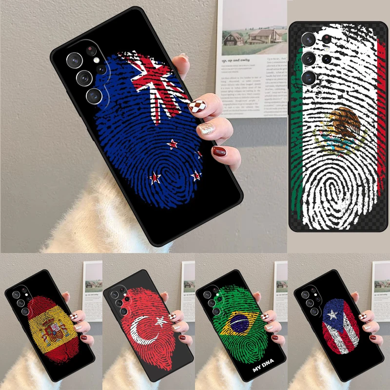 Cover For Samsung Galaxy S24 Ultra S21 S22 S8 S9 S10E Note 10 20 Plus FE S23 National Flag fingerprint Phone case Coque