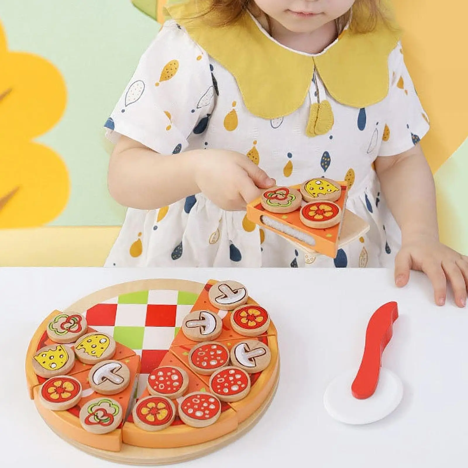 

Деревянный набор для пиццы, ролевая игра, резка еды, игровая игрушка для детей от 3 до 8 лет, подарки на день рождения