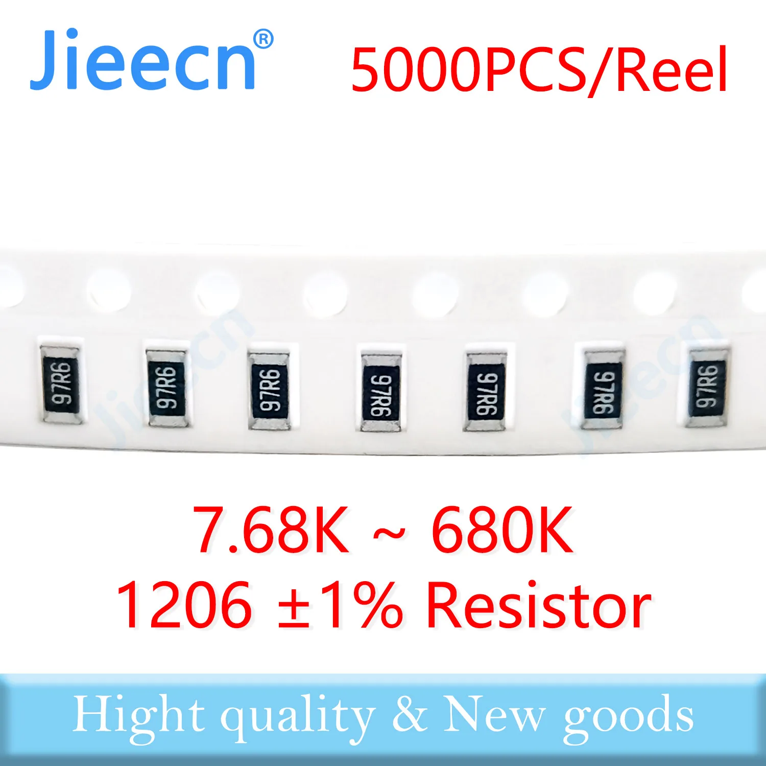 

Jieecn 5000PCS 1206 F 1% SMD Resistor 7.68K-680K 1/4W 10K 9.76K 11K 12K 13K 15K 16K 18K 49.9K 499K 97.6K 110K 100K ohm 3216
