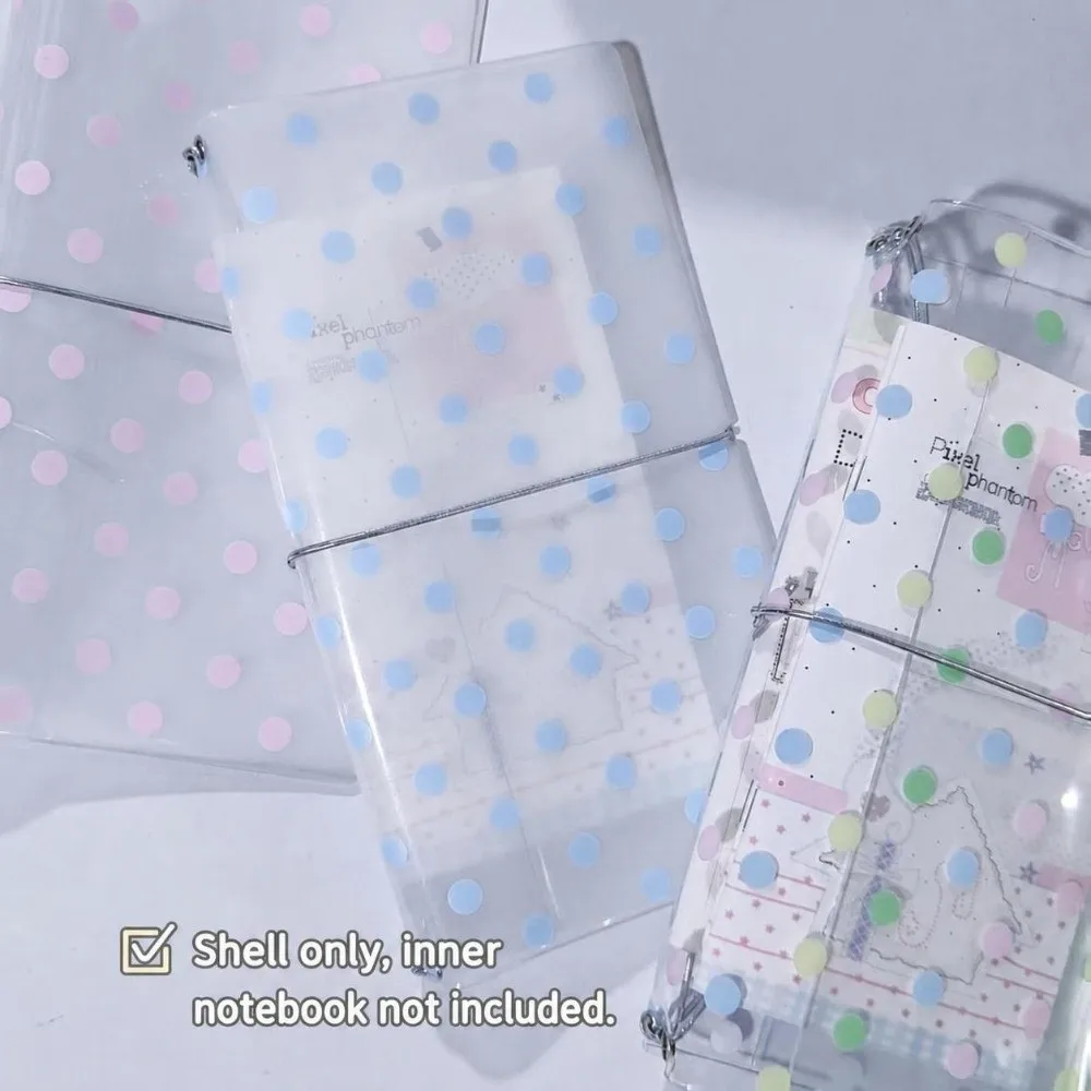 Durable PVC TN Notebook Cover Transparent with Elastic Band Traveler Notebook Cover Polka Dot Journal Cover Students