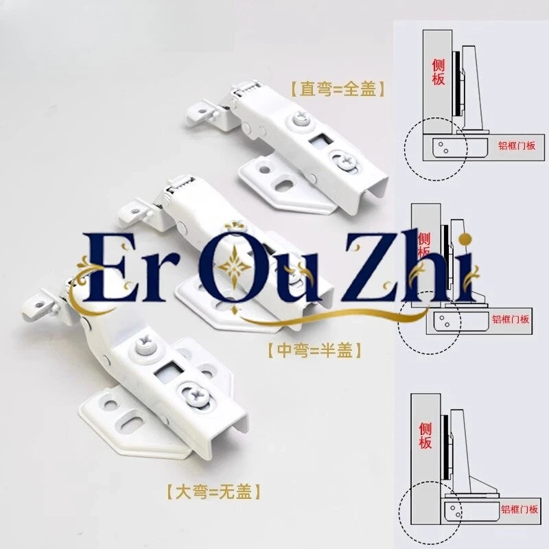 White Hinged Minimalist Glass Door Damping Hydraulic Buffer Spring Aircraft Hinge