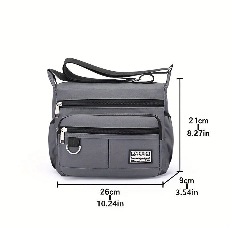 Fashion Multi Layer Crossbody Lightweight Nylon Shoulder Bag, Women's Casual Handbag & Purse