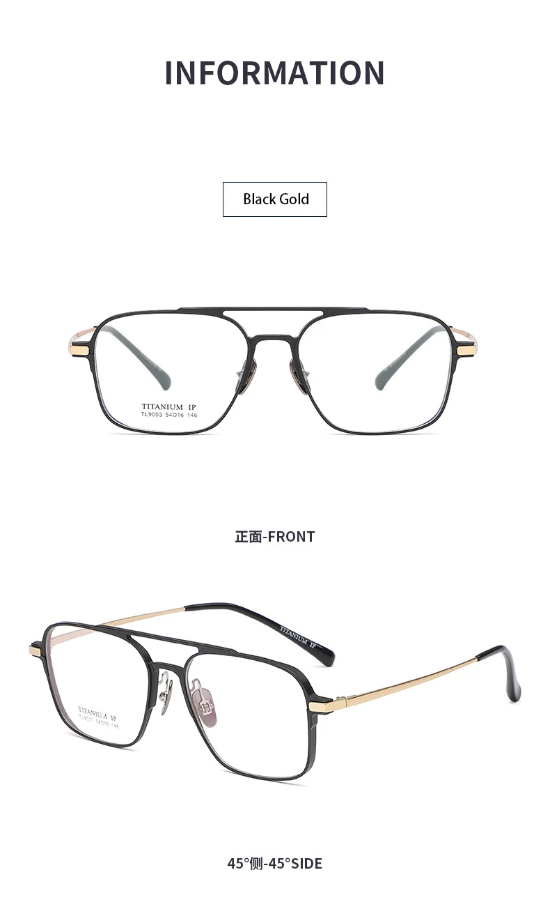 Leichte reine Titan rahmen Retro Polygon Brille Pilot Ultra Doppelbrücke maßge schneiderte optische verschreibung pflicht ige Brillen Mann – Detail 9