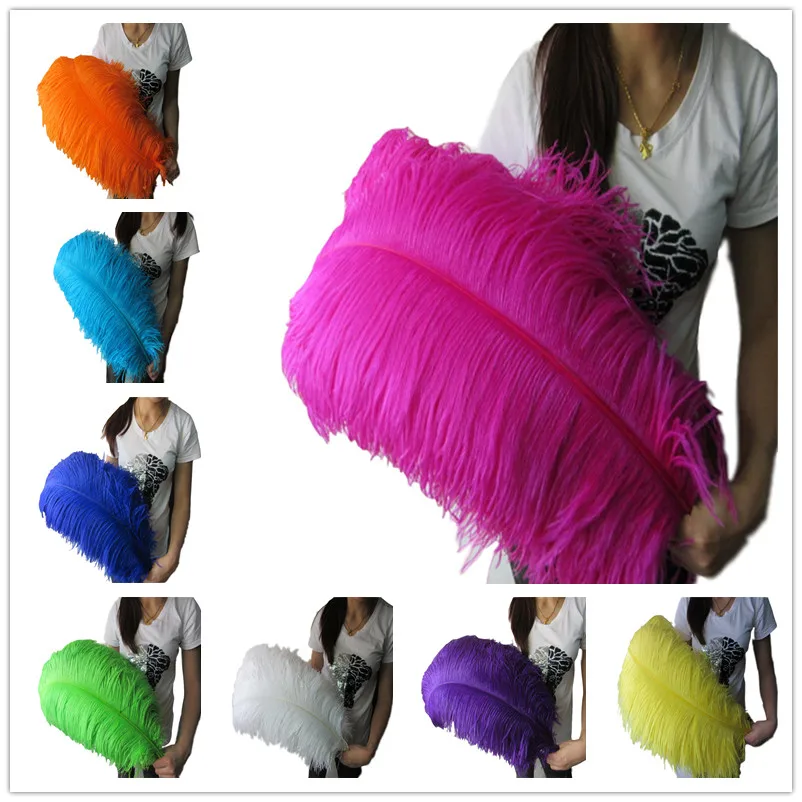 Wholesale 100pcs Ostrich Feathers Color 65-70CM Diy Christmas Party Wedding Dress Decorations Natural Ostrich Feathers plumes