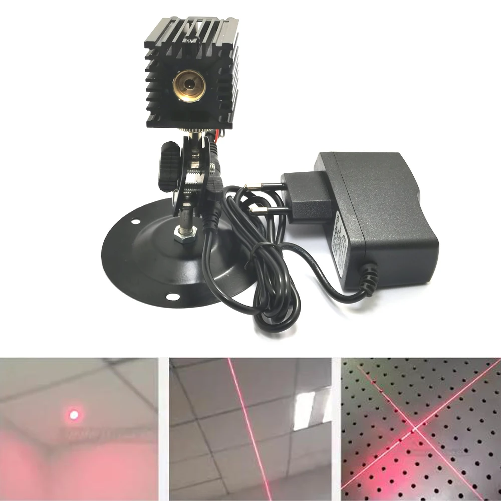 

650nm 100mW 200mW 3V Dot Line Cross High Power Long Time Red Fine Light Laser Module w/ Bracket + Heatsink