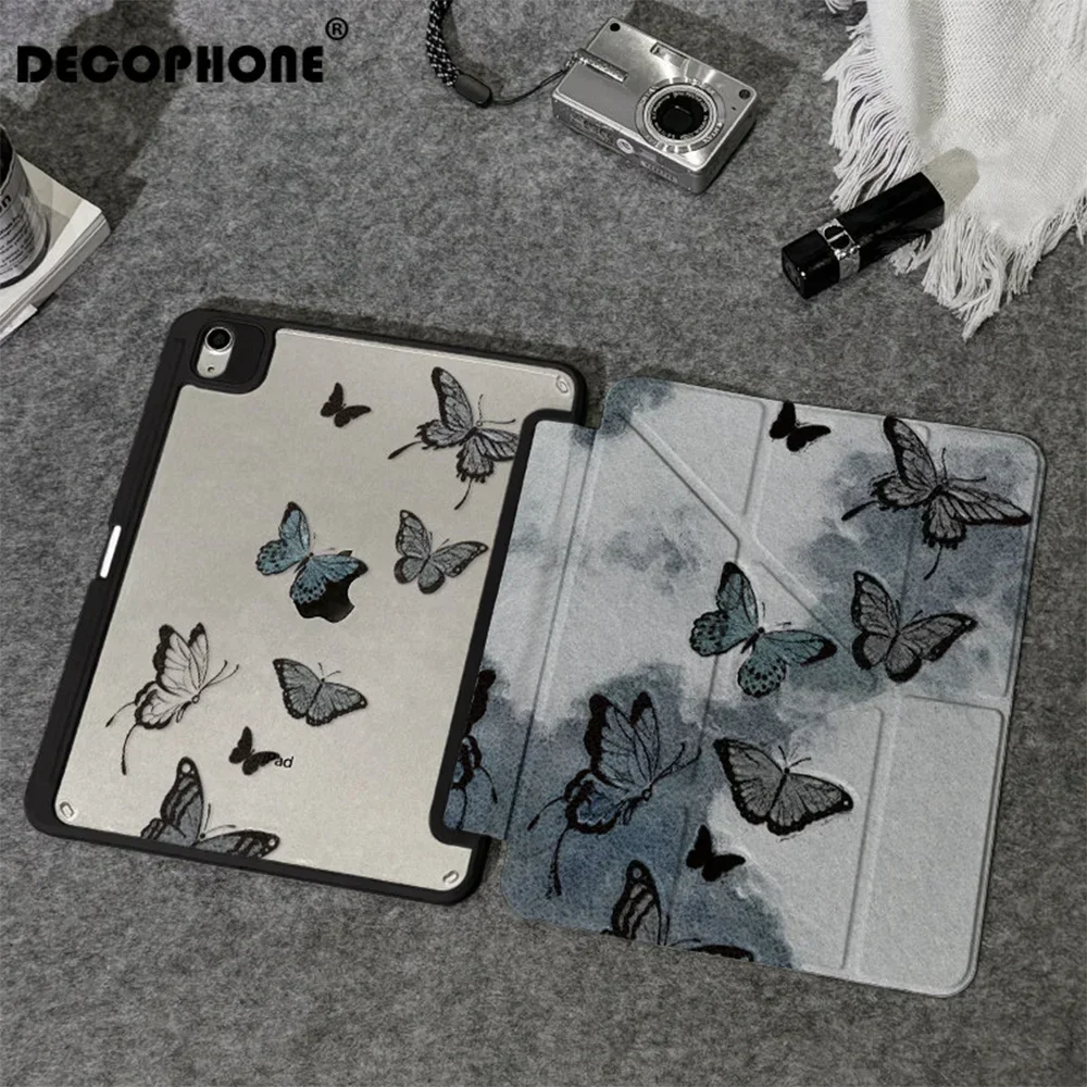 Butterfly Mist Black Frame Y2K For iPad 9/8/7th Gen 10.2-inch/iPad Pro 10/11th A16 2025/11in 2018-2025 2026 M4 Cover