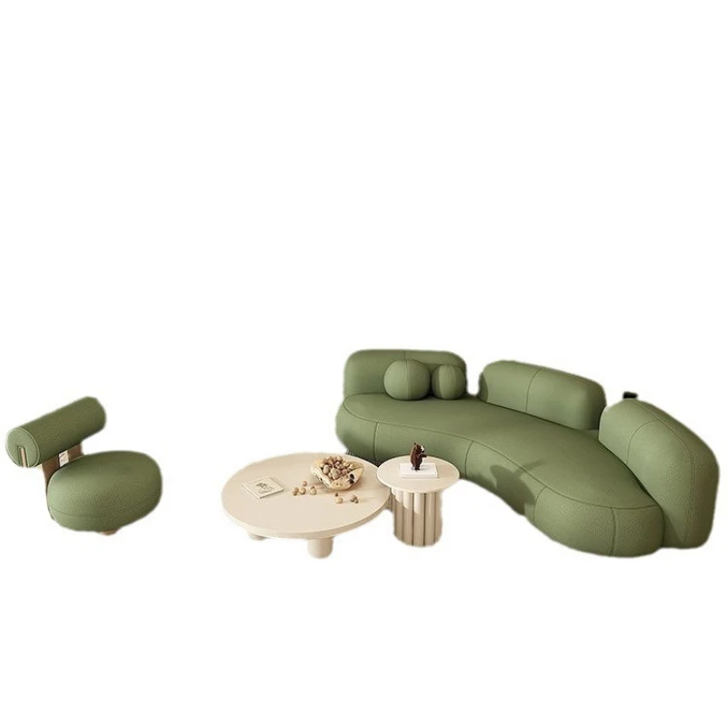 

Lamb fleece sofa small apartment living room sitting area curved sofa chair