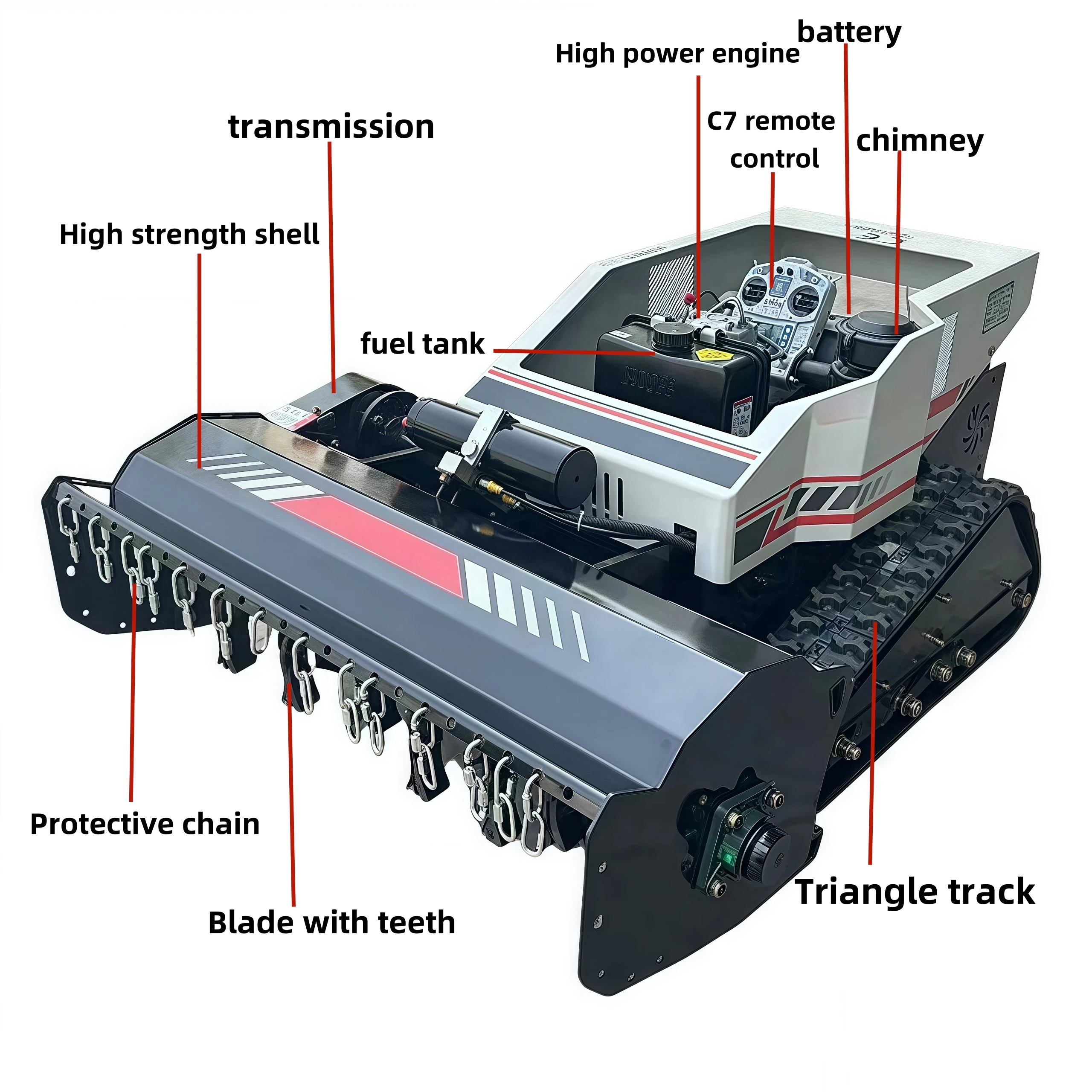 Hot Sale Mini Robot Flail Mower Remote Control Crawler Brush Cutter For Grass Forestry Machinery