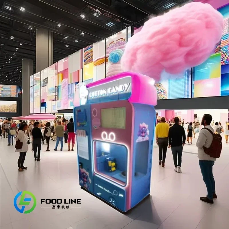 China Factory Direct Commercial Kids Pink Automatic Cotton Floss Candy Vending Robot Machine for Party Rental Use Customized