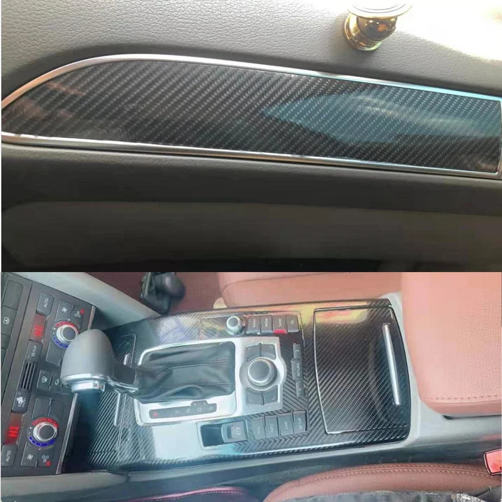 For Audi A6 C6 2005-2011 Interior Central Control Panel Door Handle Carbon Fiber Stickers Decals Car styling Accessorie