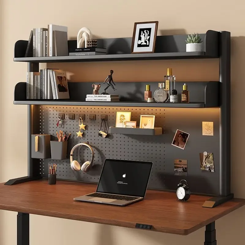 Desktop Pegboard Storage Rack Adjustable Desk Organizer Shelf DIY Home Office Furniture Punch-free Heavy Duty Bookshelf Stand