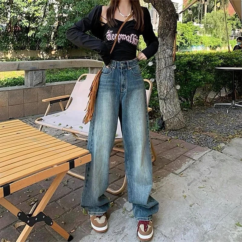 

Jeans 2023 High Waist Fashion Leg Pants for Women Korean Fashion Pantalon Women Clothing Pants Baggy Jeans
