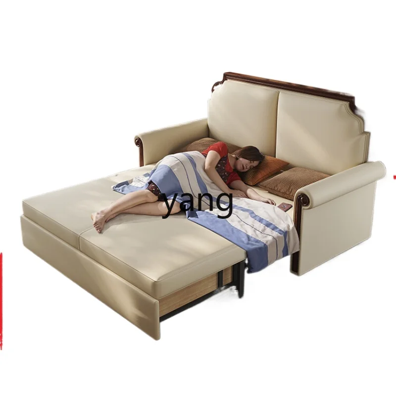 

Yjq Modern Chinese Sofa Bed Dual-Use Foldable Light Luxury Leather Multifunctional Sofa