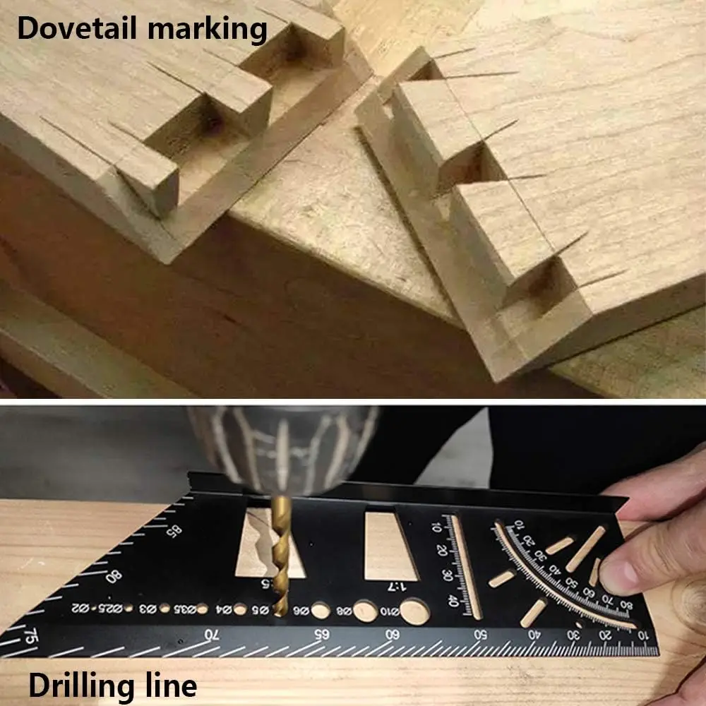 Woodworking Square Size Measure Ruler,45/90 Degree Angle T Ruler,3D Mitre Angle Measuring Template Tool, Measuring Timber, Pipes