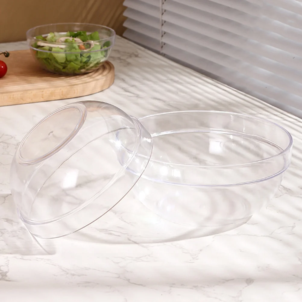 Ensaladera de plástico transparente, cuenco de comida reutilizable para cereales, frutas, fideos de arroz, contenedor para servir en la cocina, diario, 4 Uds.