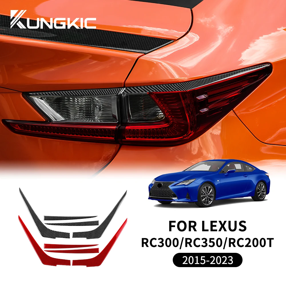 KUNGKIC Real Soft Carbon Fiber Sticker Car Rear Tail Light For Lexus RC300 RC350 RC200T 2019 2020 2021 2022 2023 Accessories