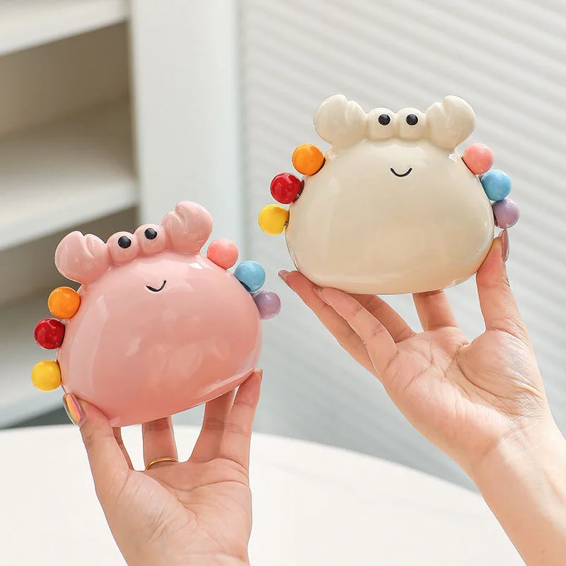 

Очаровательный керамический держатель для краба и 6 шт. вилки для десерта/фруктов из нержавеющей стали, милый набор пастельных цветов для фруктов | Кухонные инструменты для хранения