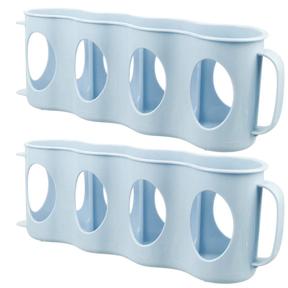 

2PCS 4 Section Beverage Can Organizer Hand Pull Type Refrigerator Holder Plastic Storage Box (Sky-blue)