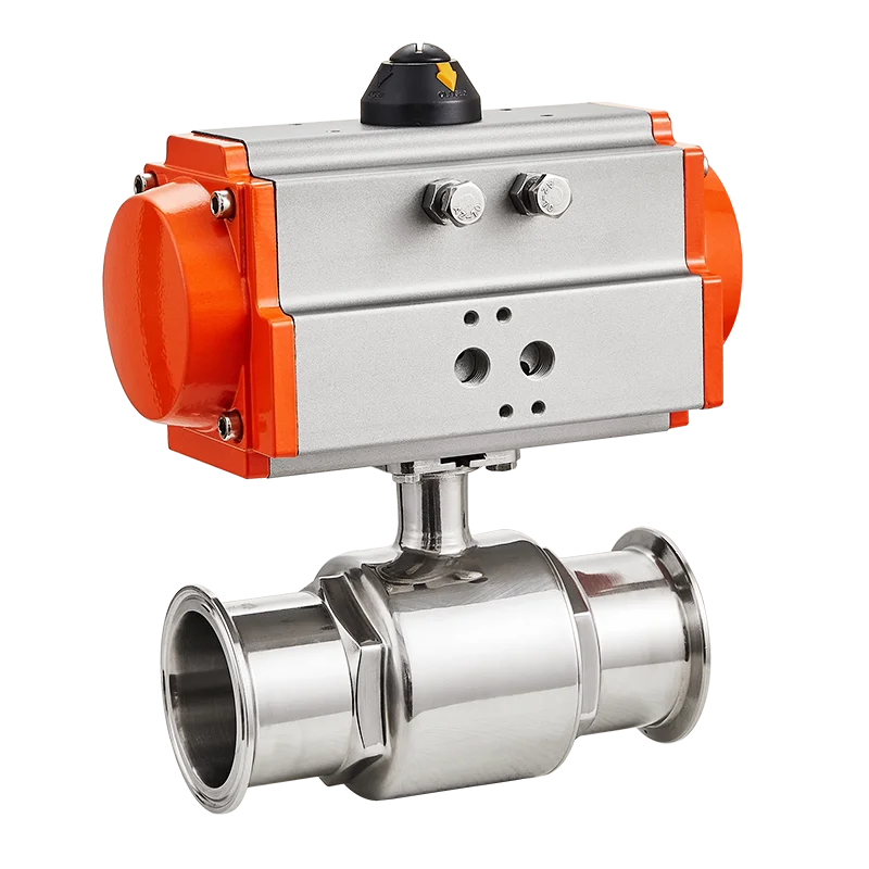 Imagem -02 - Válvula de Esfera Pneumática Cilindro de Dupla Ação Virola tipo Tri Clamp Peça Sanitária 32 mm Aço Inoxidável 304