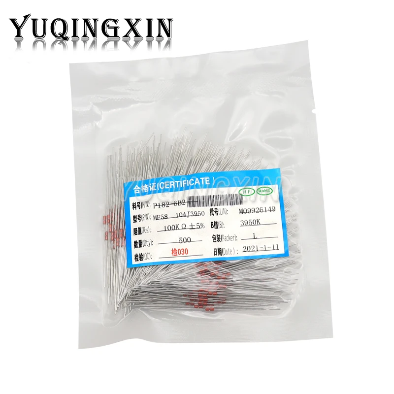 

500pcs Thermal Resistor NTC MF58 3950 B 5% 1K 2K 5K 10K 20K 50K 100K 200K 500K 1M ohm Thermistor Sensor