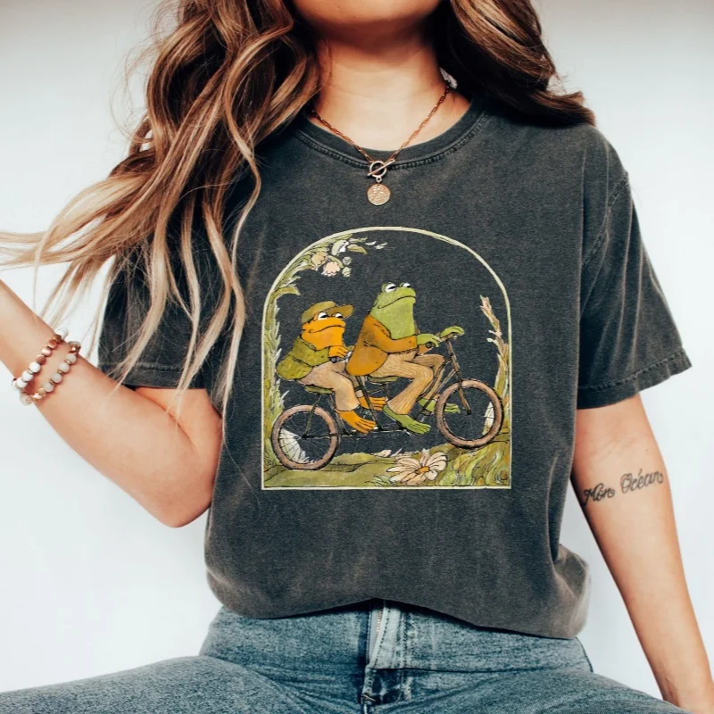 Frog and Toad T Shirt_ Comfort Cotton Shirt Vintage Casual Loose Women Streetwear Short Sleeve O Neck Top Tee New Summer