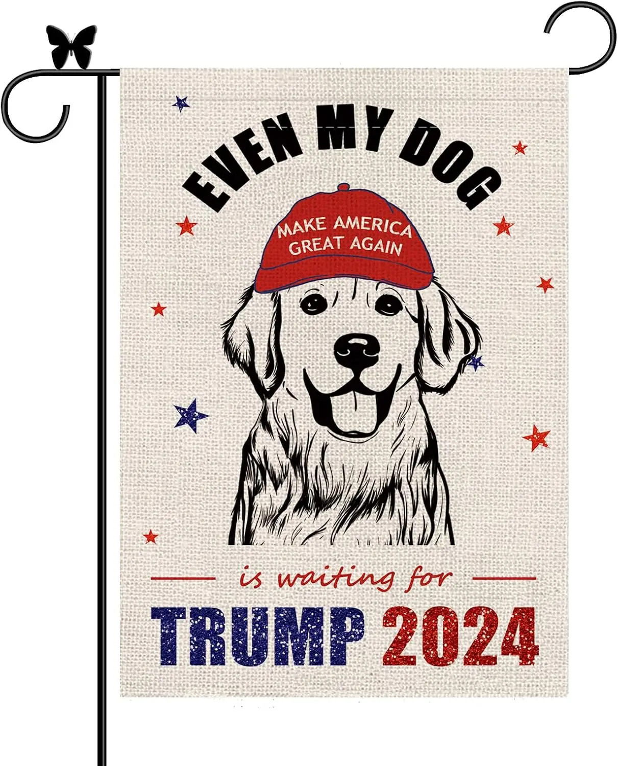 GAGEC Golden Retriever Yellow Lab Garden Flag Even My Dog Is Waiting For Trump 2024 Vertical Burlap Double Sided Dog Outdoor Dec