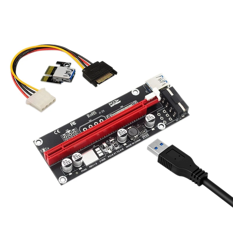 

6 Pcs PCI-E Adapter Card PCI-E 1X To 16X 4 Pin USB External Graphics Card Expansion Card For Bitcoin Mining Machines