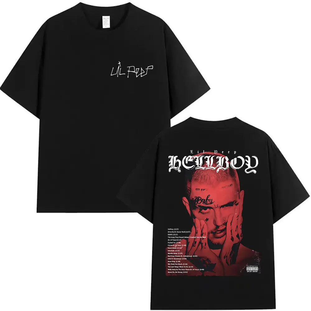 Rapper Lil Peep Album 2025 Graphic T Shirt Men's Hip Hop Vintage Style Clothing T-shirts Man Casual Cotton Short Sleeve T-shirt