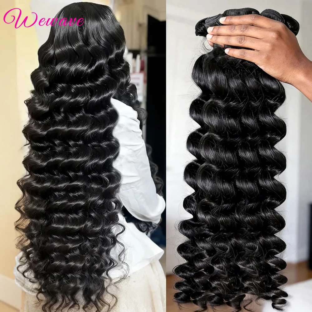 Extensions de Cheveux Humains Brésiliens Vierge Non Traités, Ondulés et Profonds, 30-36 Pouces, Lots de 3, 4 ou 5 Pièces