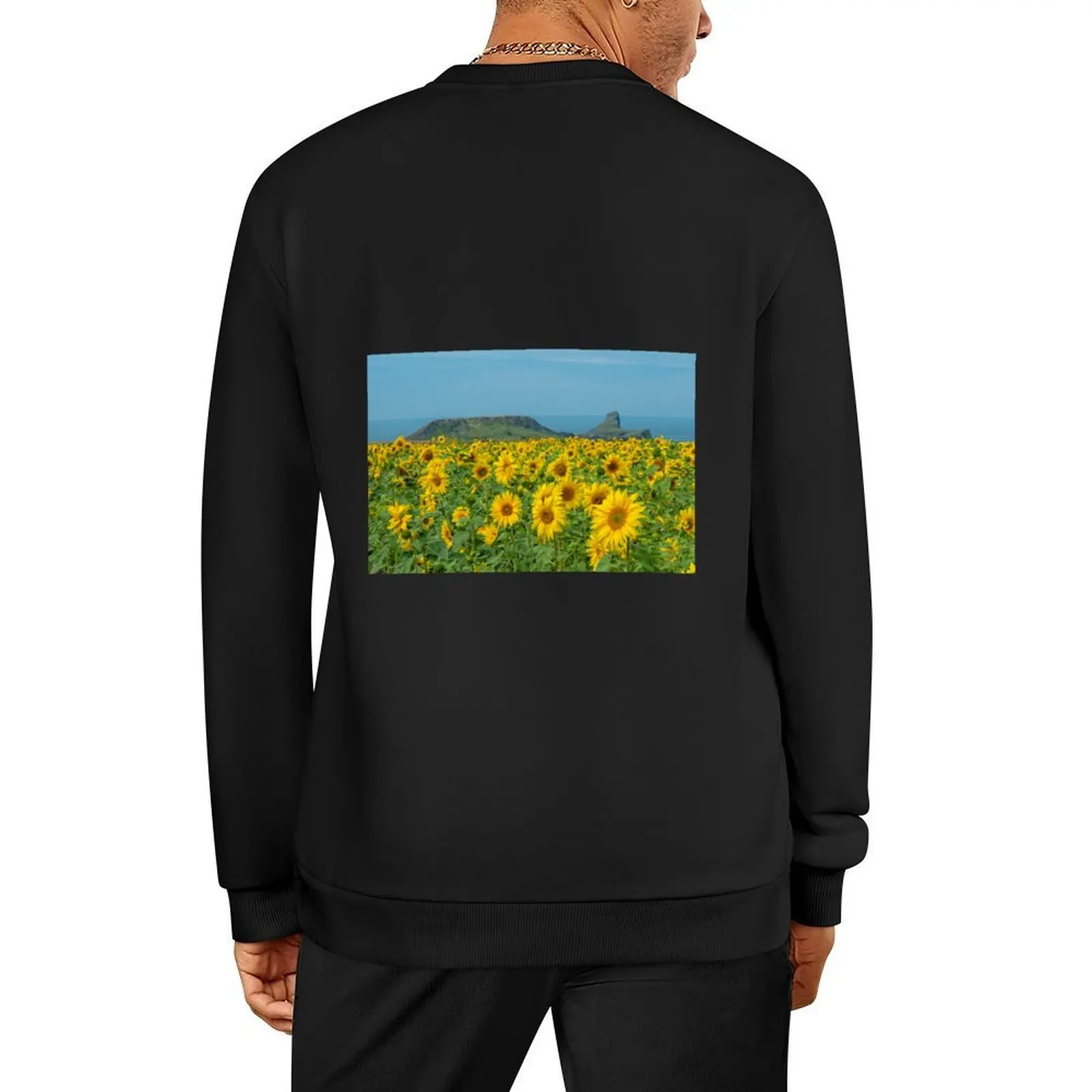 

Sunflowers at Worms Head, Gower Pullover men wear men's clothing korean clothes anime clothing graphic sweatshirts
