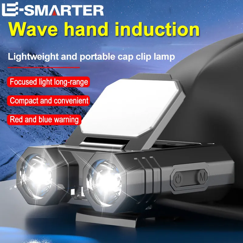 Rechargeable Mini LED Headlamp EDC Cap Clip Light for Outdoor Fishing Camping Bike Riding Safety Warning Head Flashlight