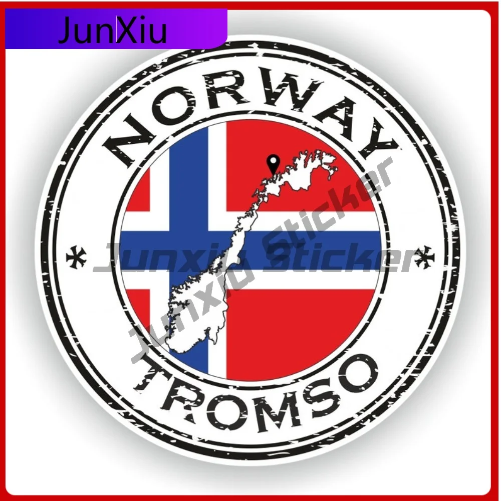 

Норвегия Tromso печать наклейка круглый флаг креативная водостойкая виниловая наклейка украшение для автомобиля аксессуары для кемпера защита от царапин