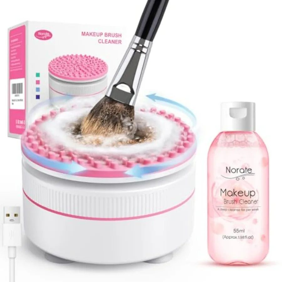 

Electric Makeup Brush Cleaner Machine and Deep Cleaning Solution Set, Automatic Spinning Washer with 1.98 Fl.Oz Cruelty-Free Sh
